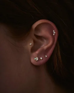 Pamela Love Piercing Jewelry|Bezel Set Crescent Stud