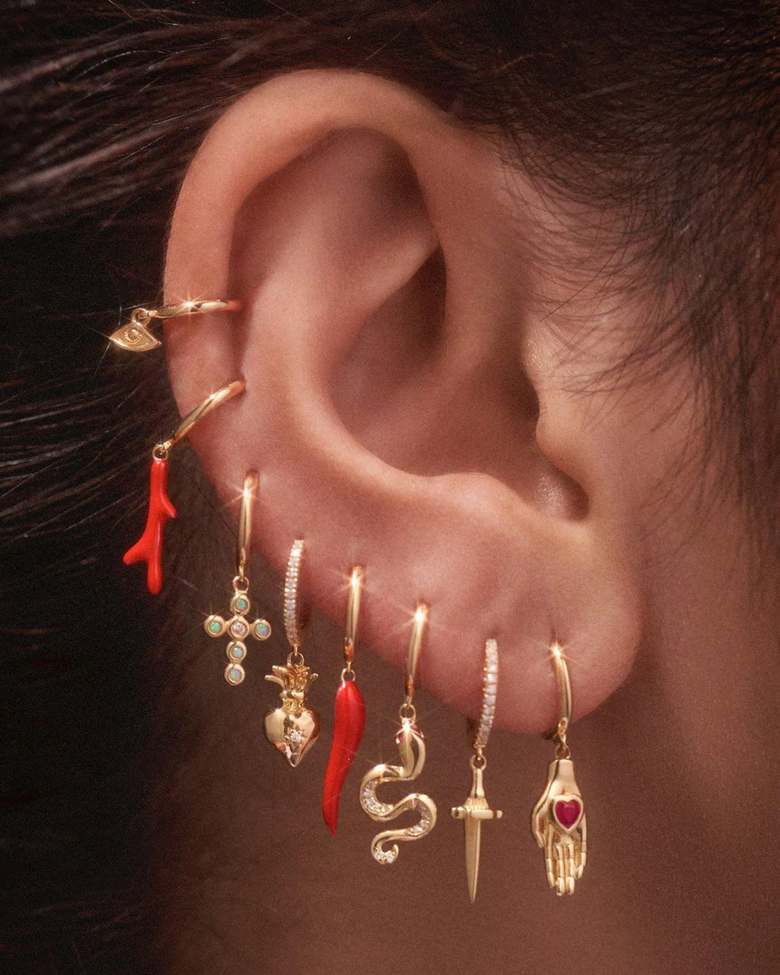 Pamela Love Piercing Jewelry|Serpent Ruby Huggie