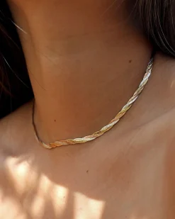 Pamela Love Necklaces|Twisted Tricolor Herringbone Chain 14"